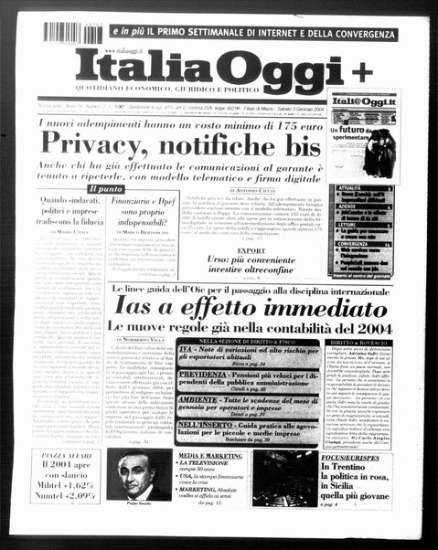 Italia oggi : quotidiano di economia finanza e politica